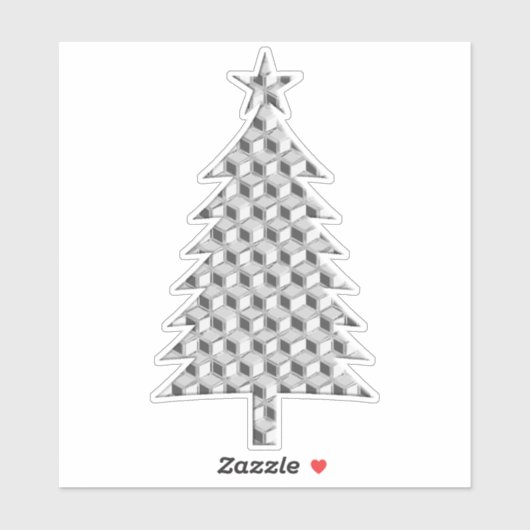 Chrome 3-d-boxen kerstboom in zilver sticker (Vel)
