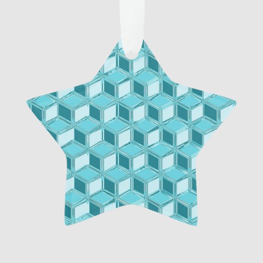 Chrome 3-d boxen - turquoise / aqua ornament (voorkant)