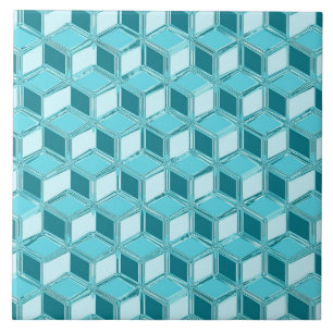Chrome 3-d boxen - turquoise / aqua tegeltje