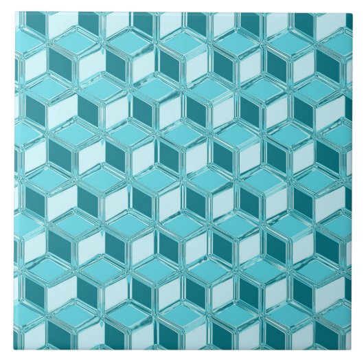 Chrome 3-d boxen - turquoise / aqua tegeltje (Voorkant)