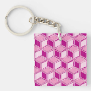 Chrome 3-d dozen - fuchsia roze sleutelhanger