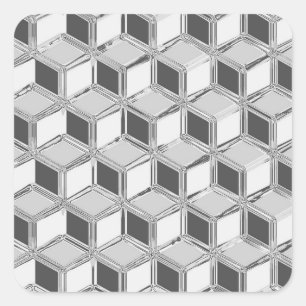 Chrome 3-d dozen - zilvergrijs vierkante sticker