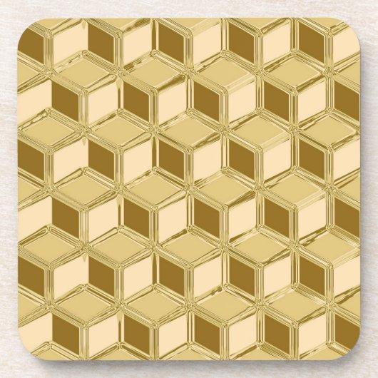 Chrome 3D-dozen - goudkleurig Onderzetter (Voorkant)