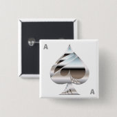 Chrome Ace van Spades Square Button (Voorkant /achterkant)