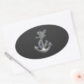 Chrome achtige hellingsanker op koolstofvezel ovale sticker (Envelop)