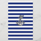 Chrome-achtige-hellingsanker op Nautical Stripes Briefpapier (Voorkant)