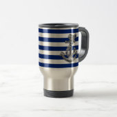 Chrome-achtige-hellingsanker op Nautical Stripes Reisbeker (Voorkant rechts)
