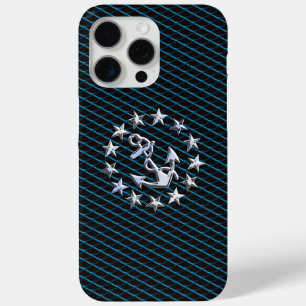 Chrome achtige jacht vlag autogrille print iPhone 15 pro max hoesje