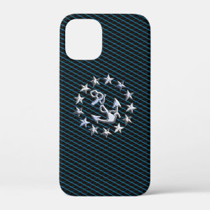 Chrome achtige jacht vlag autogrille print iPhone 12 mini hoesje