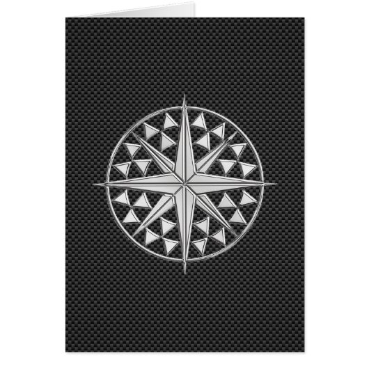 Chrome-achtige nautische sterkompas op koolstofvez (Voorkant)