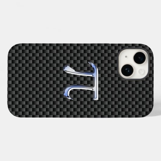 Chrome-achtige pi-symbool op koolstofvezel Case-Mate iPhone case (Achterkant (horizontaal))