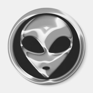 CHROME ALIEN HEAD MAGNEET