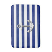 Chrome als Anchor Nautical Navy Blue Stripes Badmat (Voorkant Verticaal)