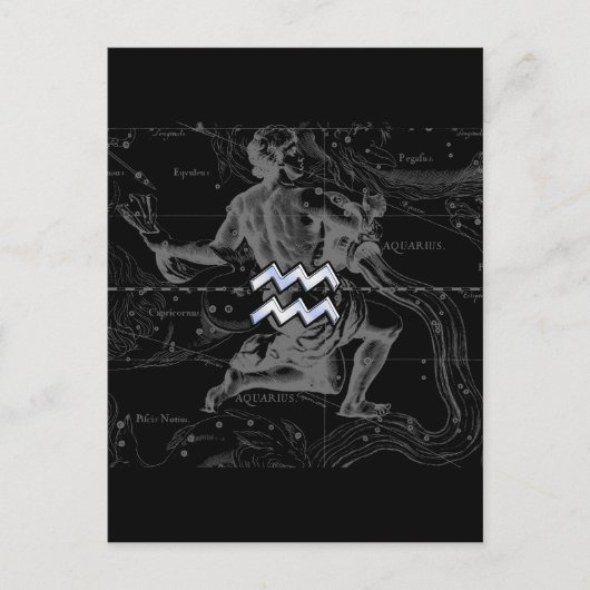 Chrome als Aquarius Sterrenbeeld op Hevelius Briefkaart (Voorkant)