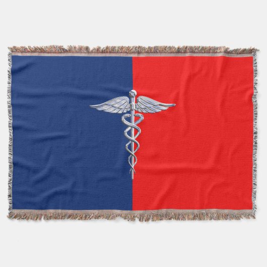 Chrome als Caduceus Medical Symbol League Decor Deken (Voorkant)