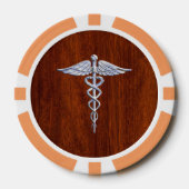 Chrome als Caduceus Medical Symbol Mahogany Print Poker Chips (Voorkant)