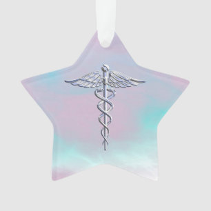 Chrome als Caduceus Medical Symbol Moeder Parell D Ornament