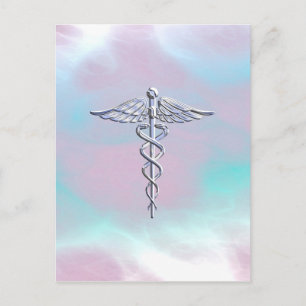 Chrome als Caduceus Medical Symbol Moeder Pearl Briefkaart