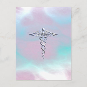 Chrome als Caduceus Medical Symbol Moeder Pearl Briefkaart