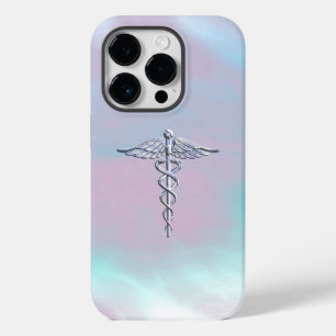 Chrome als Caduceus Medical Symbol Moeder Pearl Case-Mate iPhone 14 Pro Hoesje
