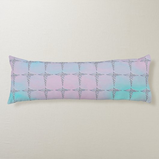 Chrome als Caduceus Medical Symbol Moeder Pearl Lichaamskussen (Voorkant)