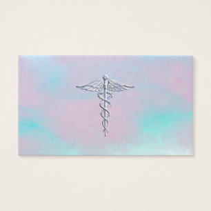 Chrome als Caduceus Medical Symbol Moeder Pearl Visitekaartjes
