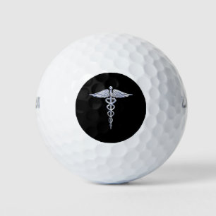 Chrome als Caduceus Medical Symbool Black Decor Golfballen