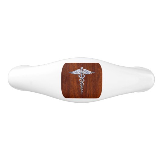 Chrome als Caduceus Medical Symbool Mahogany Decor Keramische Ladegreep (Voorkant)