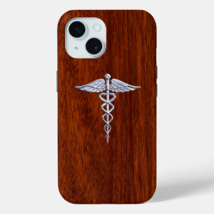 Chrome als Caduceus Medical Symbool Mahogany Style