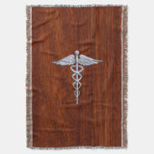 Chrome als Caduceus Medical Symbool Mahogany Style Deken (Voorkant Verticaal)