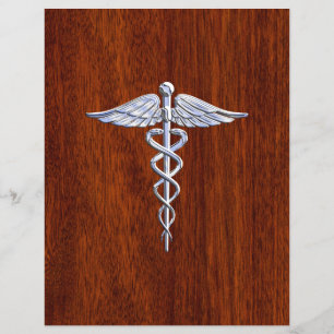 Chrome als Caduceus Medical Symbool Mahogany Style Flyer