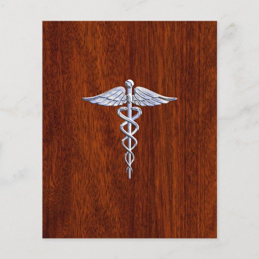 Chrome als Caduceus Medical Symbool Mahogany Style Flyer (Voorkant)