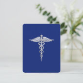 Chrome als Caduceus medisch symbool Navy Blue Deco (Staand voorkant)