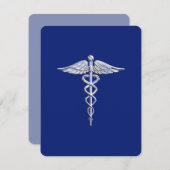Chrome als Caduceus medisch symbool Navy Blue Deco (Voorkant / Achterkant)