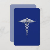 Chrome als Caduceus medisch symbool Navy Blue Deco (Voorkant / Achterkant)