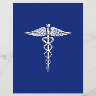 Chrome als Caduceus medisch symbool Navy Blue Deco Flyer
