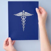 Chrome als Caduceus medisch symbool Navy Blue Deco Flyer (Hand)