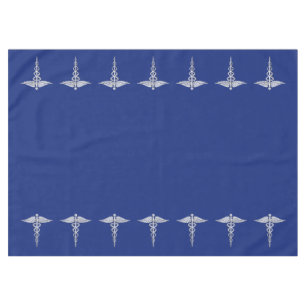 Chrome als Caduceus medisch symbool op Navy Blue Tafelkleed
