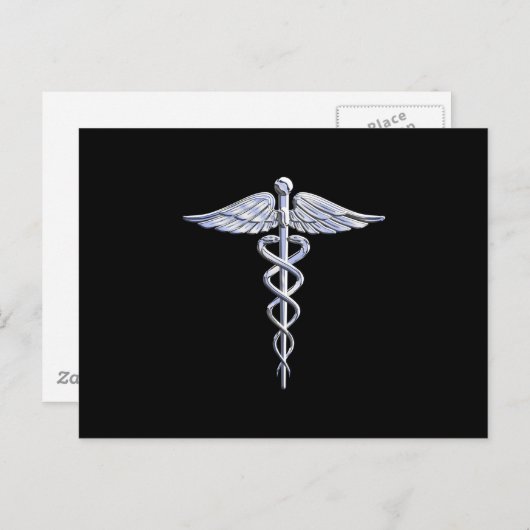 Chrome als het medische symbool van Caduceus Briefkaart (Voorkant / Achterkant)