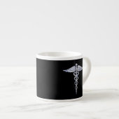 Chrome als het medische symbool van Caduceus Espresso Kop (Voorkant rechts)