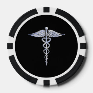 Chrome als het medische symbool van Caduceus Pokerchips