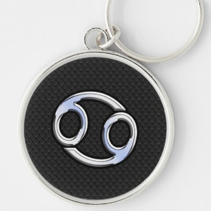 Chrome als kankerdiersymbool op slangenstijl sleutelhanger