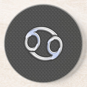 Chrome als kankerdiersymbool op slangenstijl zandsteen onderzetter