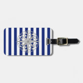 Chrome als kompas op de Nautical Stripes Bagagelabel (Voorkant horizontaal)