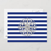 Chrome als kompas op de Nautical Stripes Briefkaart (Voorkant / Achterkant)
