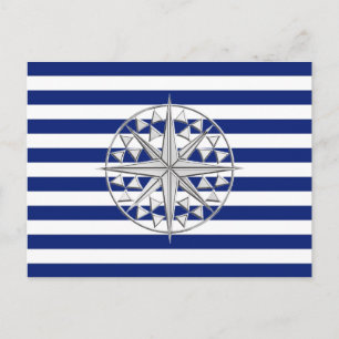 Chrome als kompas op de Nautical Stripes Briefkaart