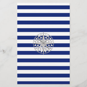Chrome als kompas op de Nautical Stripes Briefpapier