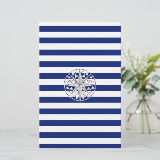 Chrome als kompas op de Nautical Stripes Briefpapier (Staand voorkant)