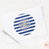 Chrome als kompas op de Nautical Stripes Ronde Sticker (Envelop)