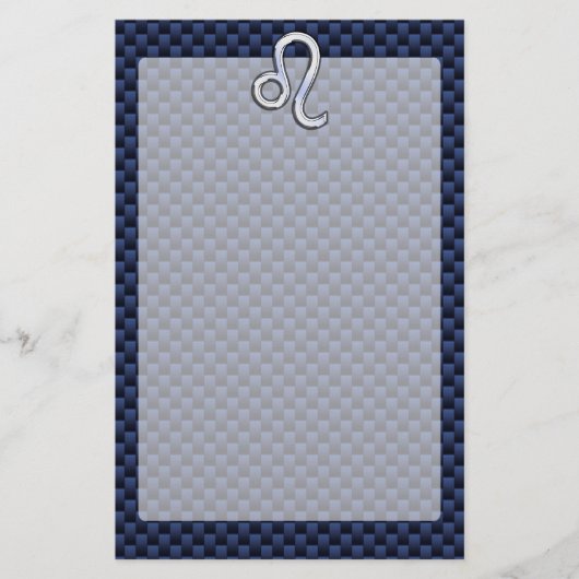 Chrome als Leo Zodiac Sign Blue Carbon Fibre Briefpapier (Voorkant)